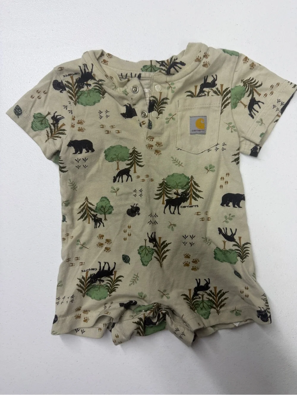 Carhartt Baby Woodland Animal Print Romper Bear Moose 6M